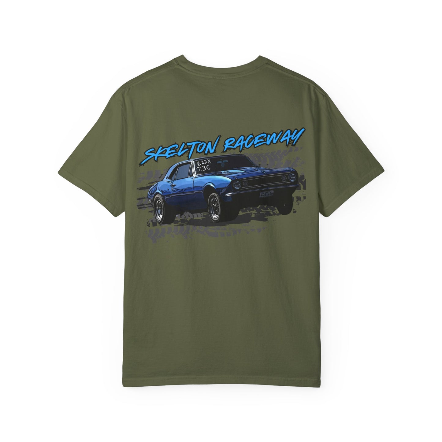 Unisex Garment-Dyed Racing T-Shirt - Skeleton Raceway Graphic