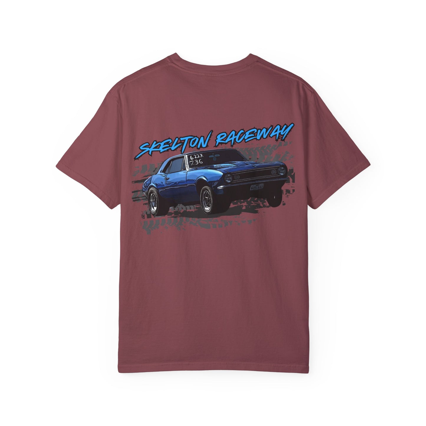 Unisex Garment-Dyed Racing T-Shirt - Skeleton Raceway Graphic