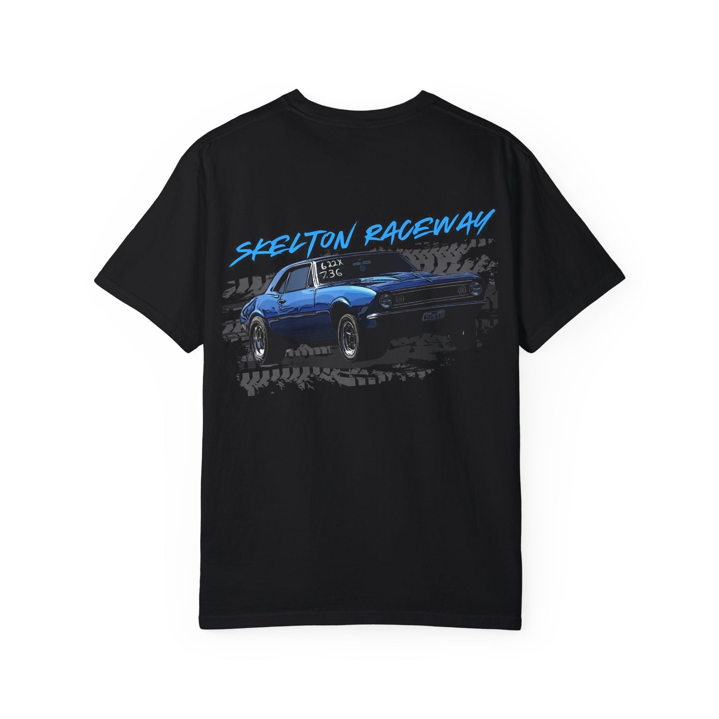 Unisex Garment-Dyed Racing T-Shirt - Skeleton Raceway Graphic
